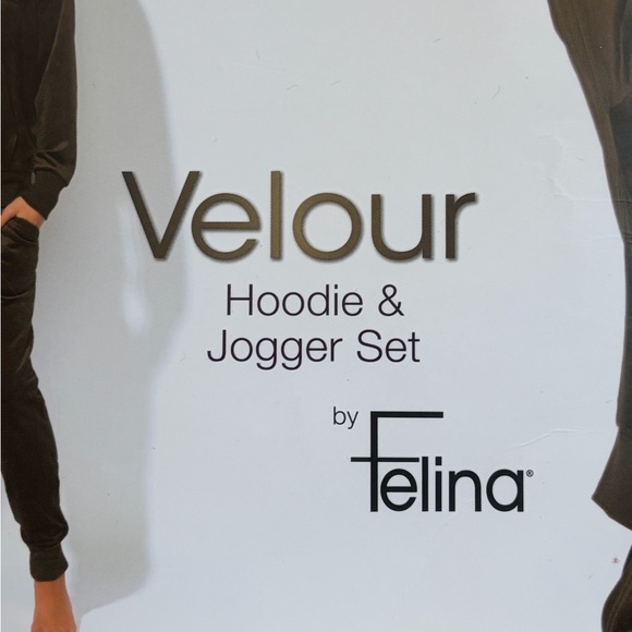 NEW Felina Olive Velour Hoodie & Jogger Set S - Picture 4 of 9